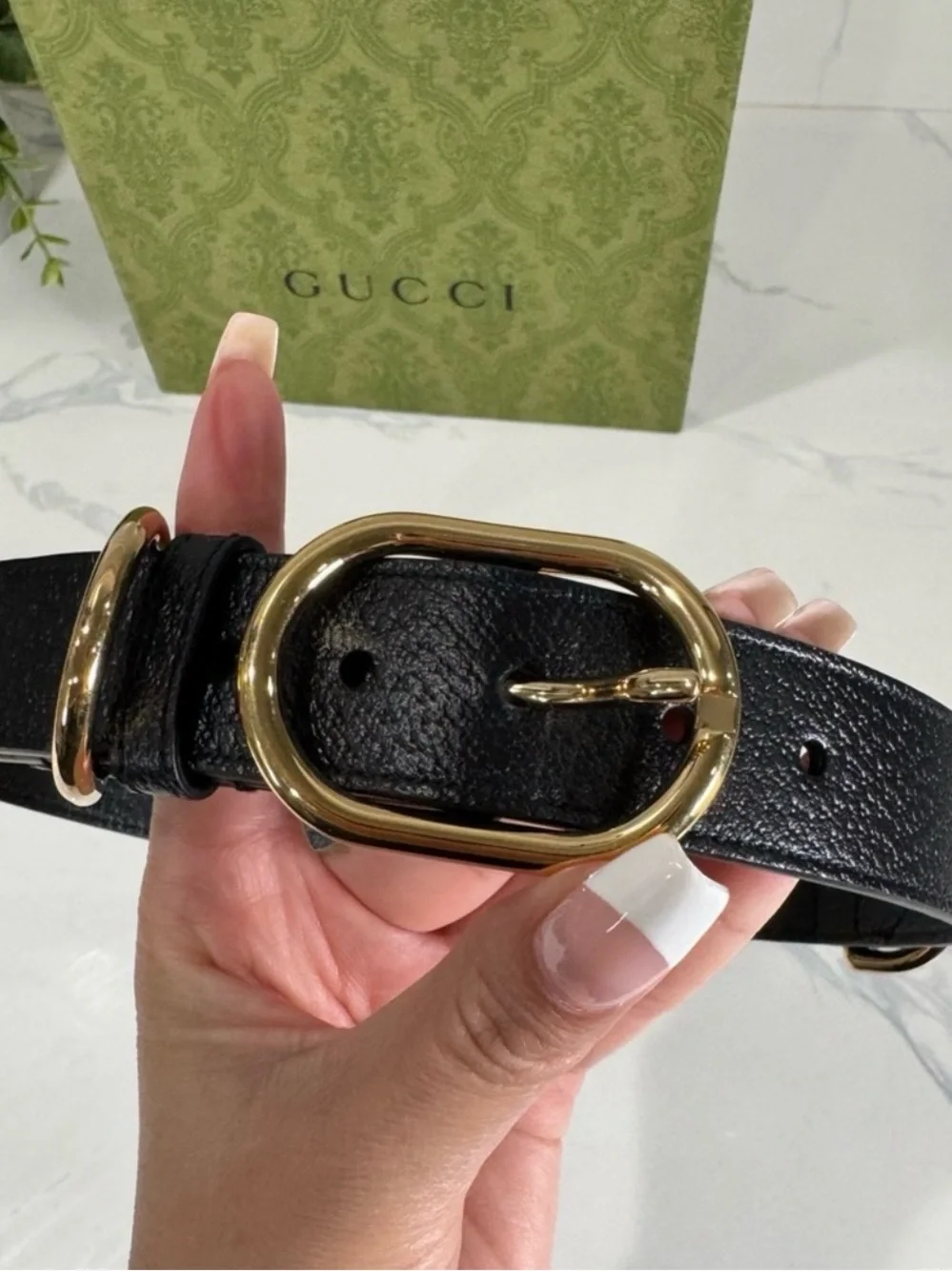 Authentic NEW Beautiful Black Leather Gucci Dog Collar w/ box Size XL